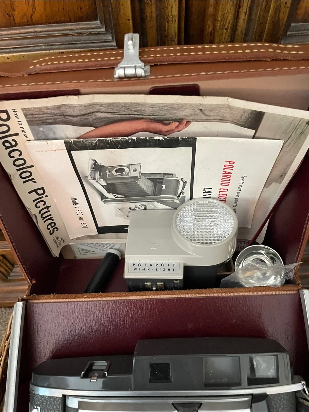 Polaroid Land Camera 900 in Black and Silver with Case-Vintage
